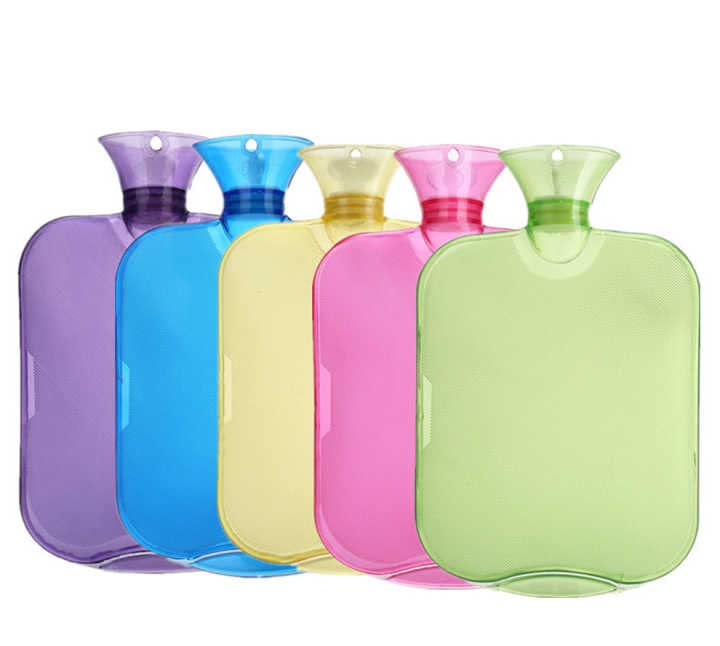 ZELKEY 1 PCS PVC Hot Water Bag for Pain Relief Transparent (purple)(2000 ML, 1)