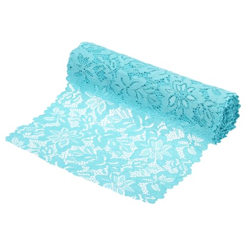 QUARKZMAN 8.5 Pulgadas de Ancho 5 Yardas de Cinta de Encaje con Patrón Floral Cinta de Encaje Azul Claro de Spandex y Nylon para Coser Manualidades DIY Envolver Regalos