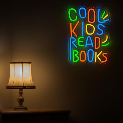 Image of Cool Kids Read Books Neon Sign Kids Read Books Neon Signs for Wall Decor Read Books USB Dimmable LED Lights for Student Suitable for Classroom Bookstore Library Museum Study Room Gift for Teen Boys Girls Christmas