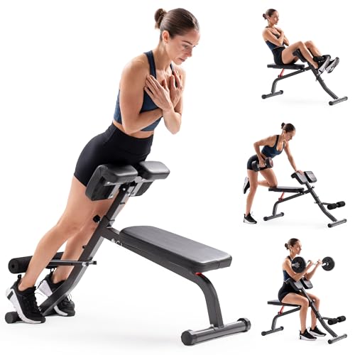 Image of Sunny Health & Fitness Multi-Function Roman Chair with Dip Station & Sit-Up Bench, Adjustable Heavy-Duty Strength Training Equipment for Glutes, Core & Lower Body Workouts, Hyperextension Machine for Home Gym