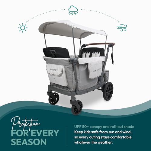 Image of WonderFold L4 Stroller Wagon, Aluminum Frame, 4 Seater, Gray