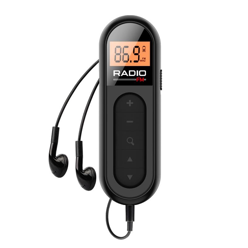 FM Portable Radio, Rechargeable Pocket Radio with Best Reception Digital Tuning, LCD Screen,Belt Clip, Stereo Sound Earphone Jack for Gym, Jogging, Walking, Camping