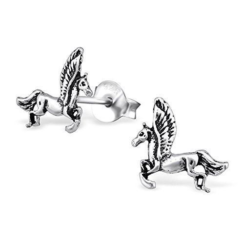 Orecchini in argento rodiato 925/000 - Cavallo ala...