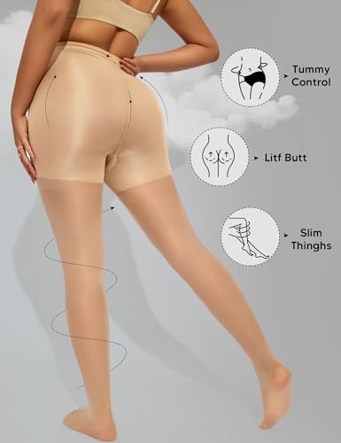 Image of Shapewear Leggings For Women High waisted Footless Pantyhose Capri Tummy Control Body Shaper