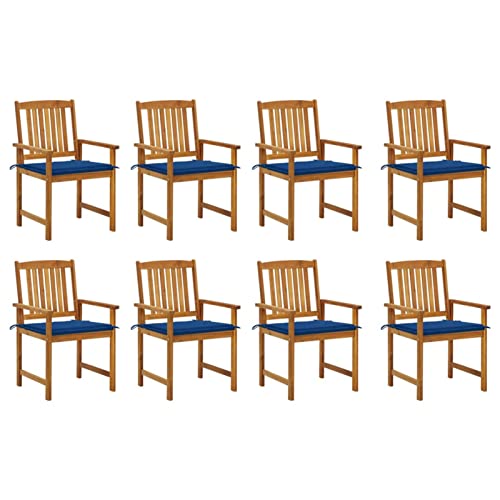 LAPOOH Sillas de jardín con Cojines 8 uds, Sillas Terraza Exterior, Muebles Jardin Exterior, Silla Teraza, Sillas Exterior, Conjunto Jardin, Madera Maciza de Acacia