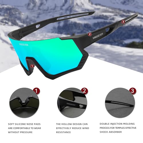 KINGSEVEN Polarized Cycling Sunglasses Men Women Mtb Bicycle Glasses UV400 Protection Sports SunglassesLS910 Black Green4