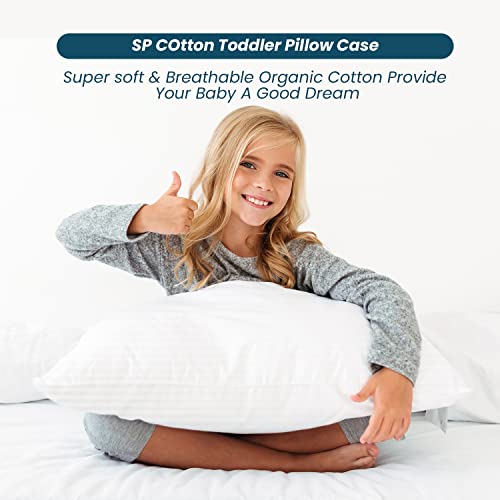 Image of Toddler Travel Pillow case Set of 2, Small Pillow cas eCover 100% Egyptian Cotton Decorative Mini Pillow case 500 TC Baby Pillow case with Zipper Closure Toddler Pillow case 14x20 inch, White Striped