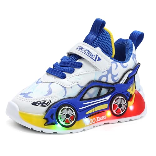 Kids Light-Up Sneakers | Boys & Girls Tennis Shoes | Blue, Red | Athletic Running & Walking | LED Glowing Lightweight Shoes
