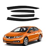 D&O MOTOR 4pcs Front+Rear JDM Smoke Sun/Rain Guard Outside Mount Tape-On Window Visors for 12-15 Hon