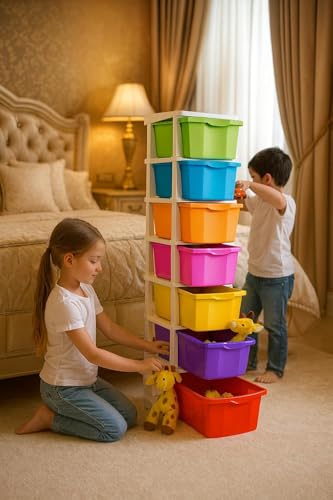 Image of 7 XL Plastic Modular Drawer System for Home, Office, Hospital, Parlor, School, Doctors, Home and Kids, Product Dimension When Asembeled (27Cmx32Cmx135Cm) (Multi, 7XL)