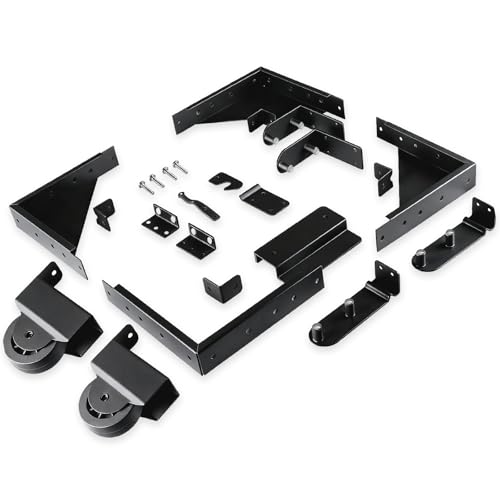 Hoeine Sliding Gate Kit - Heavy Duty Rolling Gate Hardware Kit for Wooden Fence, Anti-Sag Design with Smooth Wheels, Easy DIY Installation for Porch, Pool, Barn Deck Gate (Black)