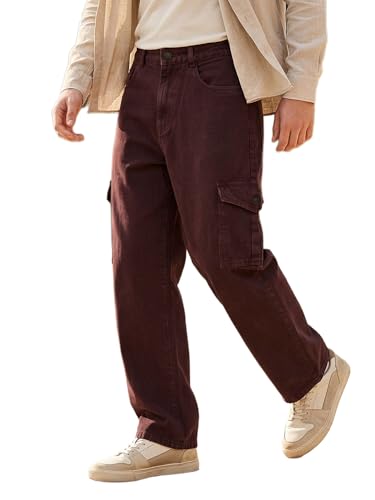 Image of Neostreak Men's Loose Baggy Fit Washed Cargo Jeans with 6 Pockets Non-Stretchable