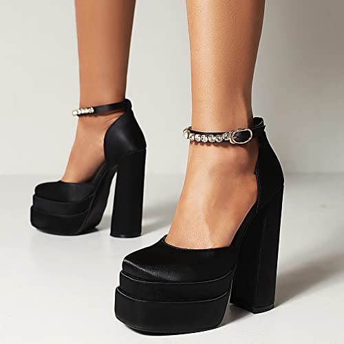 Womens Platform Chunky High Block Heels Ankle Strap Buckles Wedge Dress Pumps3