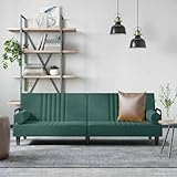 Schlafsofa mit Armlehnen, Dunkelgrün Samt, verstellbare Rückenlehne, Bequeme Schlafcouch, Robustes Design für Gästezimmer, Wohnzimmer, kleines Apartment