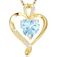 LAVUMO Collier Coeur pour Femme Argent Sterling 925 Or Rose Pendentif D'amour pour Femme Colliers Cadeaux pour Elle Cadeau de Noël Anniversaire,Chaîne Réglable Hypoallergénique (Or-03-Mars)
