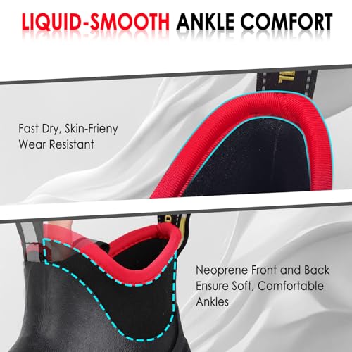 Image of Kalkal Women's Deck Boots, Waterproof Ankle Rain Boots Fishing Boots with High Traction, Women's Rubber Boots For Gardening Fishing Boating Camping