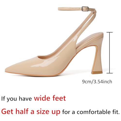 Image of Susanny Womens Slingback Closed Toe Ankle Strap High Heels Pointed Toe Pumps Comfortable Stiletto Sexy Buckle Strappy Dressy Shoes for Wedding Bridal Party Work