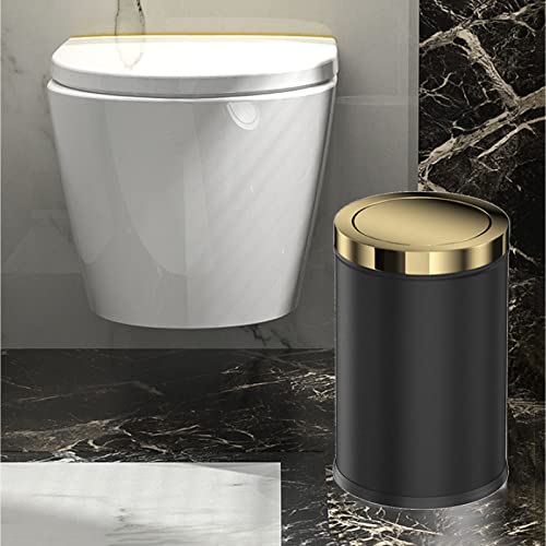 Caneca de basura de cocina con tapa basculante 15 litros acero inoxidable negro oro miniatura 6