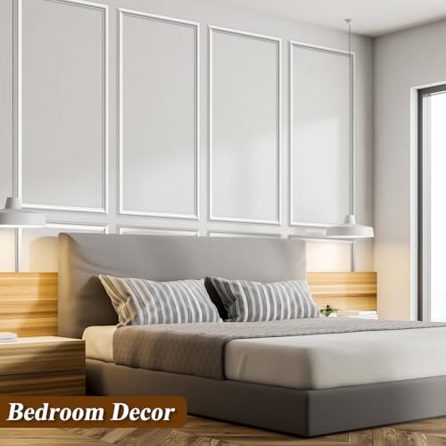 Image of Pangda Peel and Stick Wall Molding Kit, 3D Premade Accent Molding Wainscoting Panel for Interior Wall Moulding Decor, Ready to Assemble Wainscoting Accent Panel(6 Set,24 x 54 in)