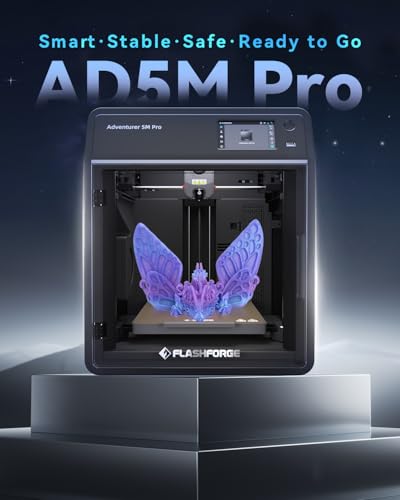 FLASHFORGE AD5M Pro 3D Printer, CoreXY 600 mm/s Printing Speed, 0.4 & 0.6mm 3s Quick-Swap 280°C Nozzles, 1-Click Auto Leveling, Fully Enclosed, 220×220×220mm Build Volume