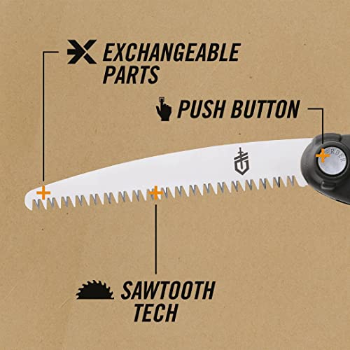 Gerber Handsäge, Inklusive austauschbarem Klingenblatt, Mit Verriegelungsmechanismus und Kunststoff-Holster, Exchange-A-Blade, Gewicht: 229 g, 46036