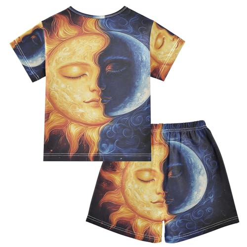 Sun and Moon Magic Boho Summer Pajamas Set 2 Piece Short Sleeve Cotton Sleepwear2