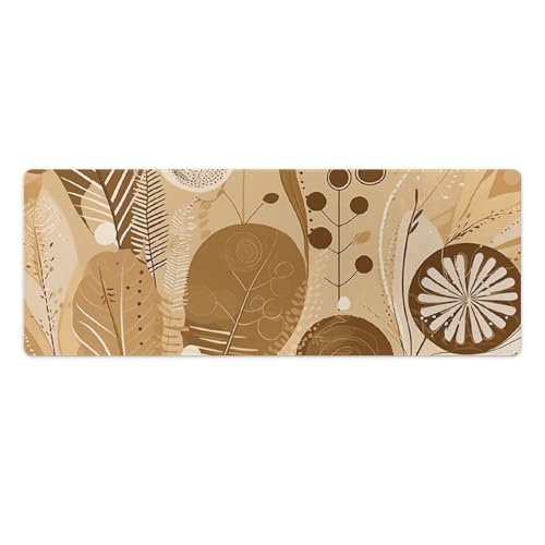 Tapis de souris de grande taille antidérapant beige marron pour bureau