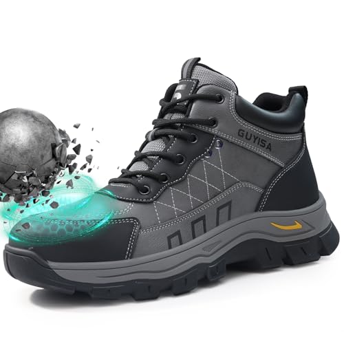 GUYISASH Work Boots for Men Steel Toe Safety Shoes Puncture Resistant Lightweight Industrial...