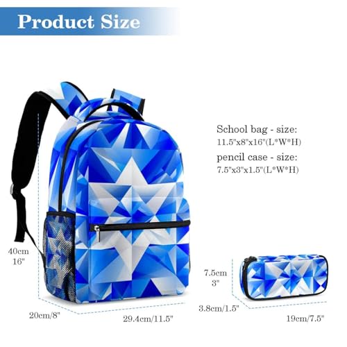 Ensemble cartable imprimé drapeau mosaïque bleu sac à dos étudiants - 2