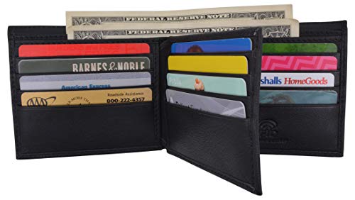 Bifold Men's RFID Security Blocking Leather Extra Capacity Credit Card ID Wallet2