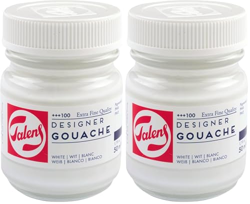Talens Témpera Calidad Extrafina - 50 ml Blanco 100 Acabado Mate - Pintura muy pigmentada y opaca (Paquete de 2)