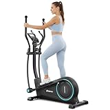 THERUN Vélo Elliptique Silencieux pour Maison, 16 Niveaux de Résistance Magnétique, Supporte Jusqu’à 120 kg, Écran LCD, Entraînement Cardio Corps Complet (Bleu Clair)