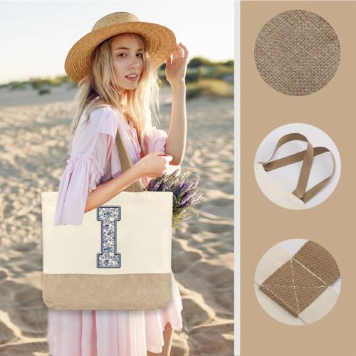 Bolso tote de lona para mujer, personalizable con monograma, ideal para bodas, compromisos, fiestas, luna de miel, cumpleaños, playa, vacaciones y como regalo para mamá, abuela, maestras, amigas o damas de honor miniatura 4