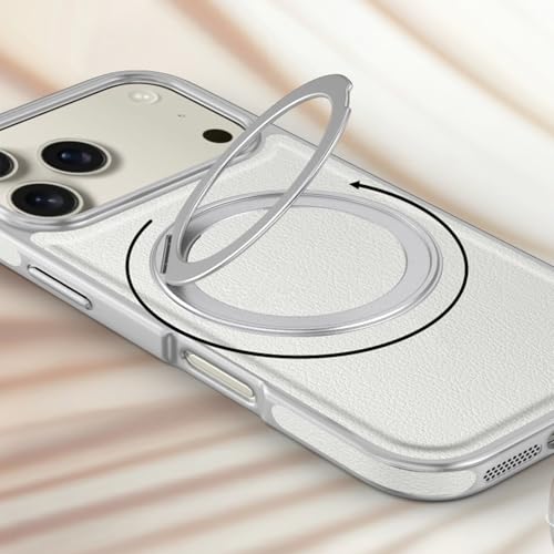 Étui en cuir iPhone 15 Pro Max blanc pour visionnage mains libres - 3
