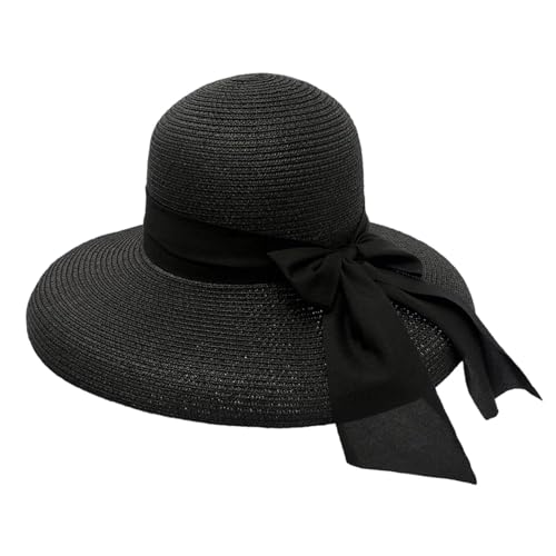 Chapeau de plage à large bord kaki femme soleil vintage paille