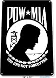 Photo Gallery apular targa in metallo con bandiera pow-mia con scritta "war not forgotten veteran", in metallo, a580, per giardino, cortile, compleanno, decorazione per la casa, per la casa di fattoria, 20,3 x 30,5 Photo Gallery apular targa in metallo con bandiera pow-mia con scritta "war not forgotten veteran", in metallo, a580, per giardino, cortile, compleanno, decorazione per la casa, per la casa di fattoria, 20,3 x 30,5