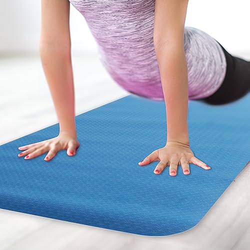Image of Bodylastics Yoga Mat for Men and Women with Carry Bag TPE 6ft x 2ft x 6mm Large Size Anti Slip & Anti Tear Workout Mat