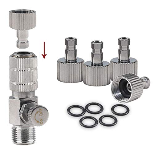 Sagud Adaptateur d'aérographe Raccord rapide pour aérographe avec 4 prises supplémentaires et 5 joints toriques - 1/8' mâle - 1/8' femelle (réglable)…