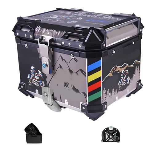 PQPQLI Baul Portacascos Universal para Motos Aleación De Aluminio, con Forro De Cuero, Impermeable, Cofres para Almacenamiento Cascos, Adecuado para La Mayoría De Motocicletas(B,45L)