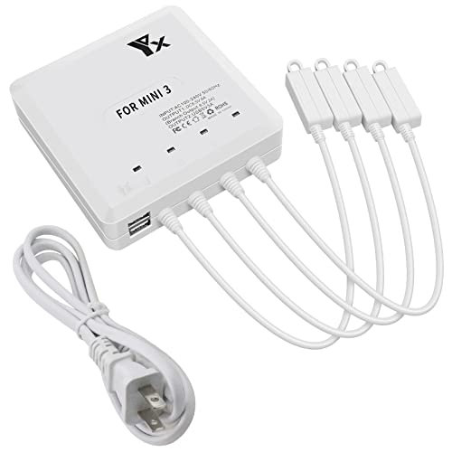 LYONGTECH Battery Charger for DJI Mini 4 & Mini 3 Pro Drone, 6 in 1 Rapid Multi Charging Hub, Simultaneous Charge 4 Batteries
