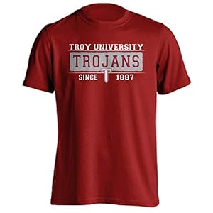 Troy Trojans NCAA Bar Mascot Established Short Sleeve T-Shirt (Troy Cardinal, XL)