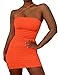 Mizoci Women's Sexy Sleeveless Ruched Spaghetti Strap Bodycon Mini Club Party Dress,Small,Orange