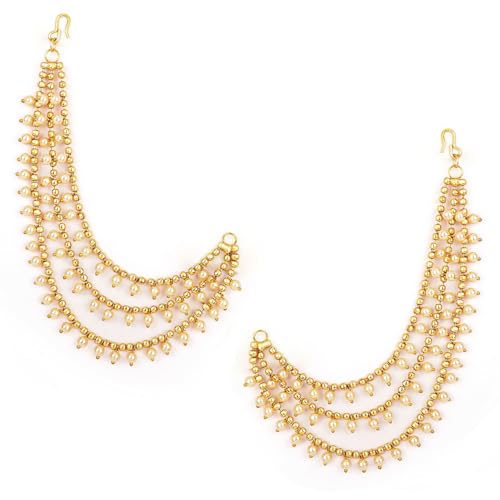 Image of Shining Diva Fashion Stylish Fancy Bahubali Pearl Ear Chain Traditional Earrings For Women & Girls (16083er)