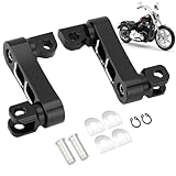 SMOTRCC Highway Footpegs Adjustable Passenger Foot Pegs 2 1/4' Extension Brackets FootPeg Conpatible for Harley Dyna Sportster Softail Touring with Support Foot Pegs (Black White)