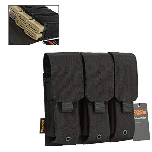 EXCELLENT ELITE SPANKER Tactical Molle Single/Double/Triple Mag Pouch for M4 M14 M16 AR15 AR10 G36 Magazine Holds 2 Mags(Black) - EXCELLENT ELITE SPANKER