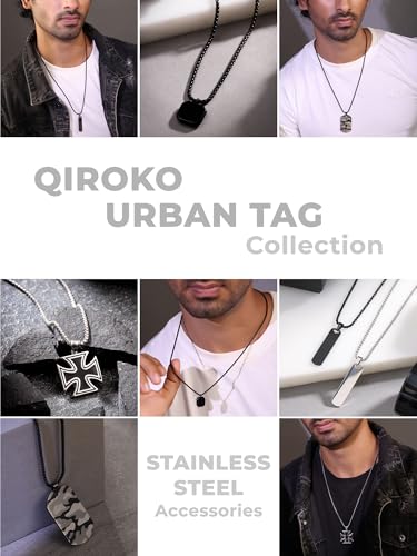 Image of Urban Tag Collection | Stainless Steel Pendant Chain Necklace For Men And Boys | Silver and Black Colour | Anniversary Birthday Gifts