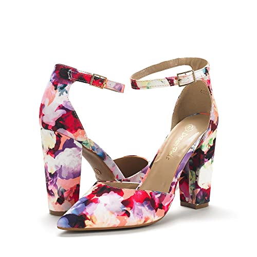 DREAM PAIRS Women's Coco High Heels Chunky Pumps,Floral,6.5 - image 4