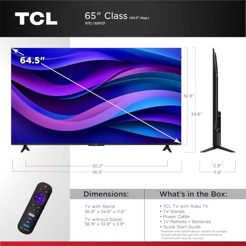 Image of TCL 65-Inch R7D Series 4K UHD HDR Roku Smart TV, Game Accelerator 120