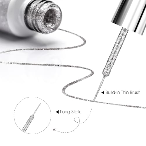 VENALISA Liner Gel Nail Polish 8ML 1 Pcs Silver Gel Polish For French Tip With Thin Brush Nail Art Swirls Nail Design Soak Off UV DIY at Home Manicure Salon - Thumbnail 4