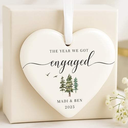 Engaged Ornament 2026, Engagement Gifts for Couples, Ceramic Christmas Ornament, First Christmas, Ships Next Day, Year We Got Engaged Gift image 4